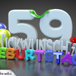 Edle Geburtstagskarte mit bunten 3D-Buchstaben zum 59. Geburtstag