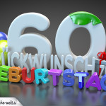 Edle Geburtstagskarte mit bunten 3D-Buchstaben zum 60. Geburtstag