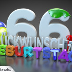 Edle Geburtstagskarte mit bunten 3D-Buchstaben zum 66. Geburtstag