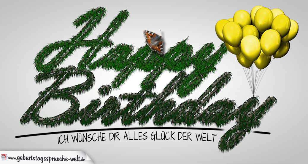 Glückwunschkarte Happy Birthday mit Naturelementen