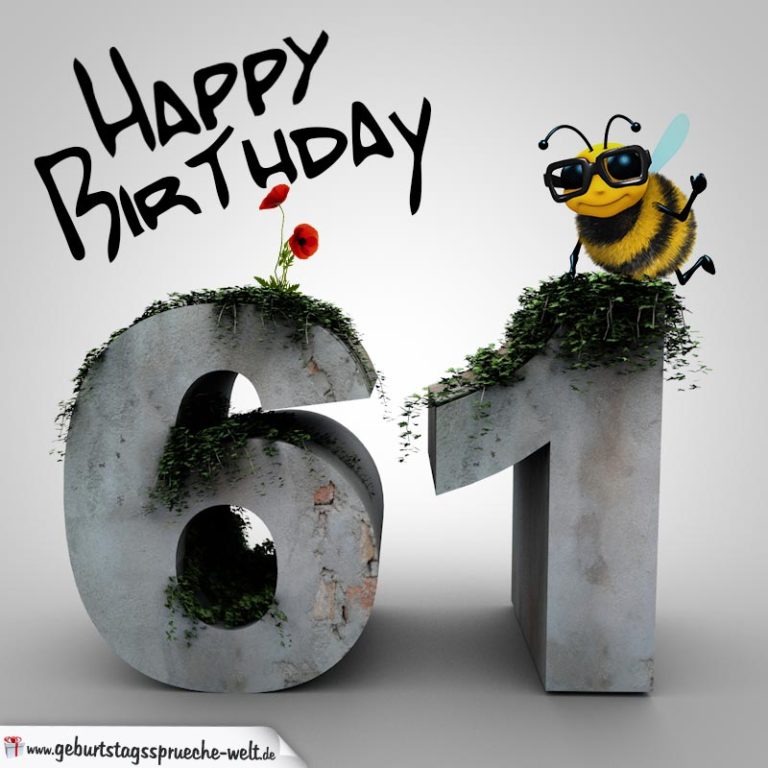 Geburtstagskarte mit "Happy Birthday"Text in Stein geschrieben