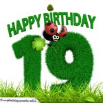 19. Geburtstag als Graszahl Happy Birthday