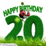 20. Geburtstag als Graszahl Happy Birthday