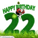 22. Geburtstag als Graszahl Happy Birthday