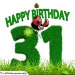 31. Geburtstag als Graszahl Happy Birthday
