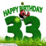 33. Geburtstag als Graszahl Happy Birthday