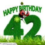 42. Geburtstag als Graszahl Happy Birthday