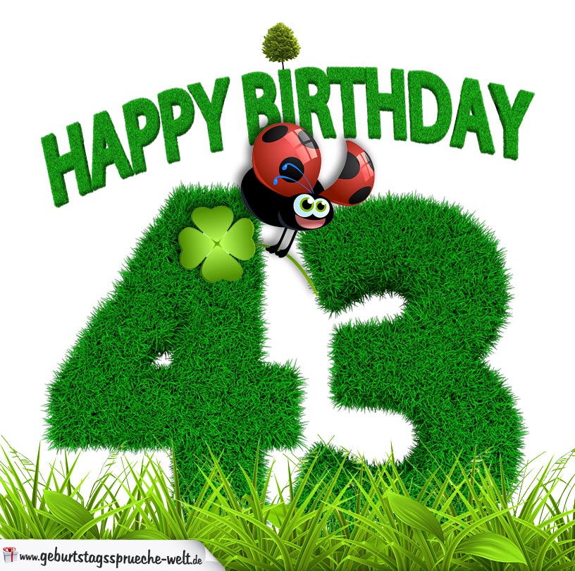 43. Geburtstag als Graszahl Happy Birthday GeburtstagssprücheWelt