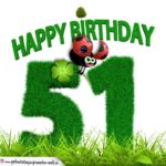 51. Geburtstag als Graszahl Happy Birthday