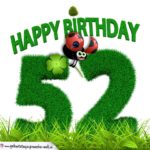 52. Geburtstag als Graszahl Happy Birthday