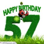 57. Geburtstag als Graszahl Happy Birthday