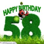 58. Geburtstag als Graszahl Happy Birthday