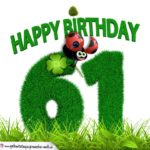 61. Geburtstag als Graszahl Happy Birthday