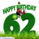 62. Geburtstag als Graszahl Happy Birthday