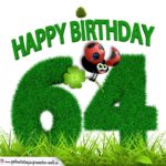 64. Geburtstag als Graszahl Happy Birthday
