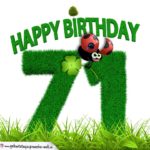 71. Geburtstag als Graszahl Happy Birthday
