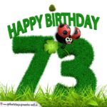 73. Geburtstag als Graszahl Happy Birthday