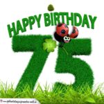 75. Geburtstag als Graszahl Happy Birthday