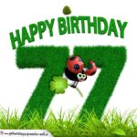 77. Geburtstag als Graszahl Happy Birthday
