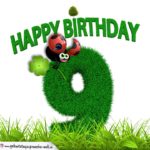 9. Geburtstag als Graszahl Happy Birthday