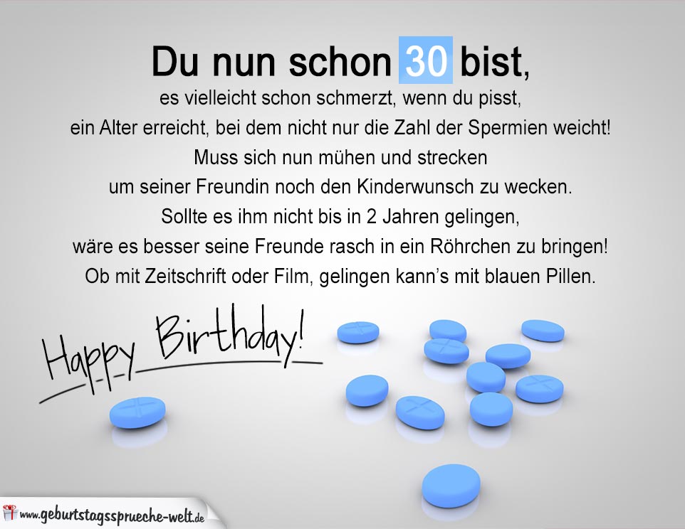 Gedicht/kurzer lustiger Reim zum 30. Geburtstag