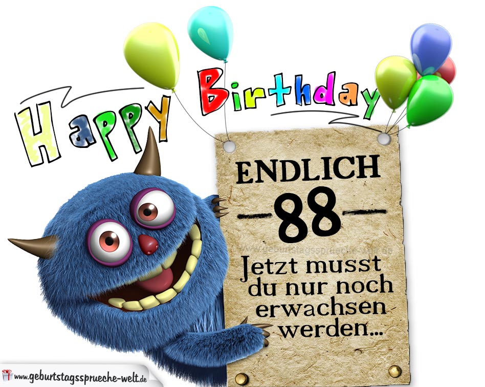 Komplimente Geburtstagskarte Zum 88 Geburtstag Happy Birthday