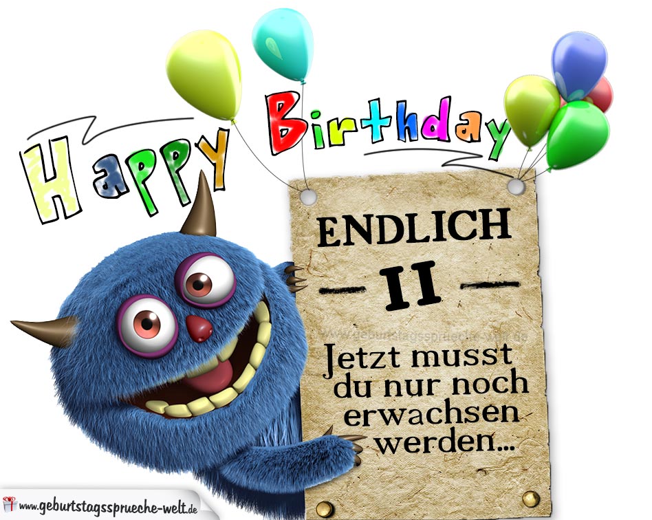 Glückwünsche zum 11. Geburtstag lustig erwachsen GeburtstagssprücheWelt