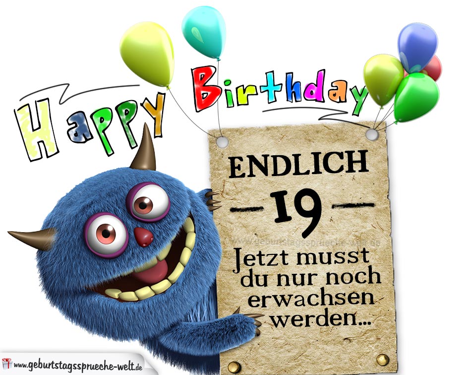 Glückwünsche zum 19. Geburtstag lustig erwachsen GeburtstagssprücheWelt