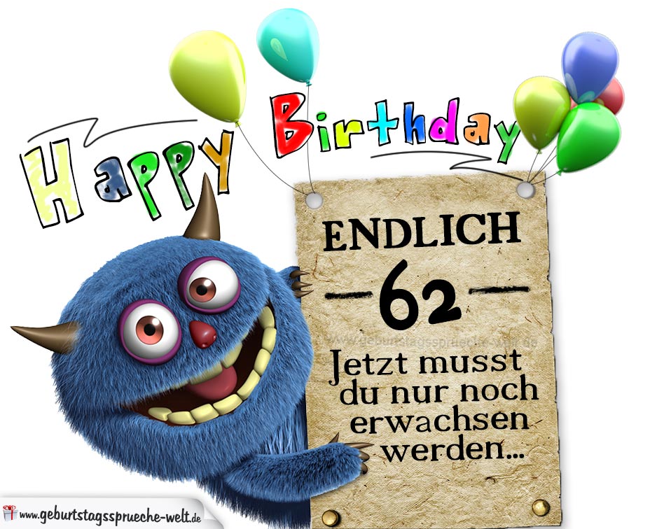 Glückwünsche zum 62. Geburtstag lustig erwachsen GeburtstagssprücheWelt