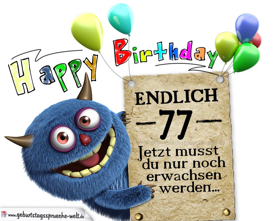 Glückwünsche zum 77. Geburtstag lustig erwachsen GeburtstagssprücheWelt