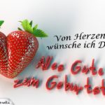 Herzliche Glückwünsche zum Geburtstag - Erdbeerherz