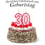 Glückwunschkarte zum 30. Geburtstag - runder Geburtstagskuchen