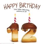Happy Birthday in Keksschrift zum 12. Geburtstag