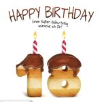Happy Birthday in Keksschrift zum 18. Geburtstag
