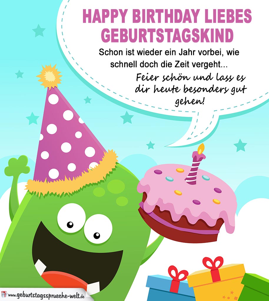 Geburtstagskarte für Kinder -Happy Birthday liebes Geburtstagskind