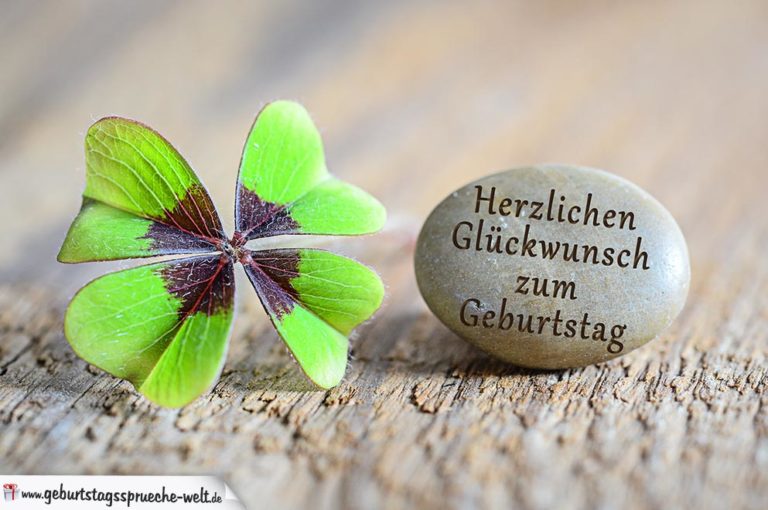 Glückwunschkarte mit Kleeblatt GeburtstagssprücheWelt