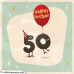 Happy Birthday Geburtstagskarte mit lebendigen Buchstaben zum 50. Geburtstag