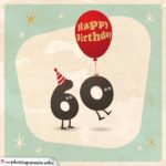 Happy Birthday Geburtstagskarte mit lebendigen Buchstaben zum 60. Geburtstag