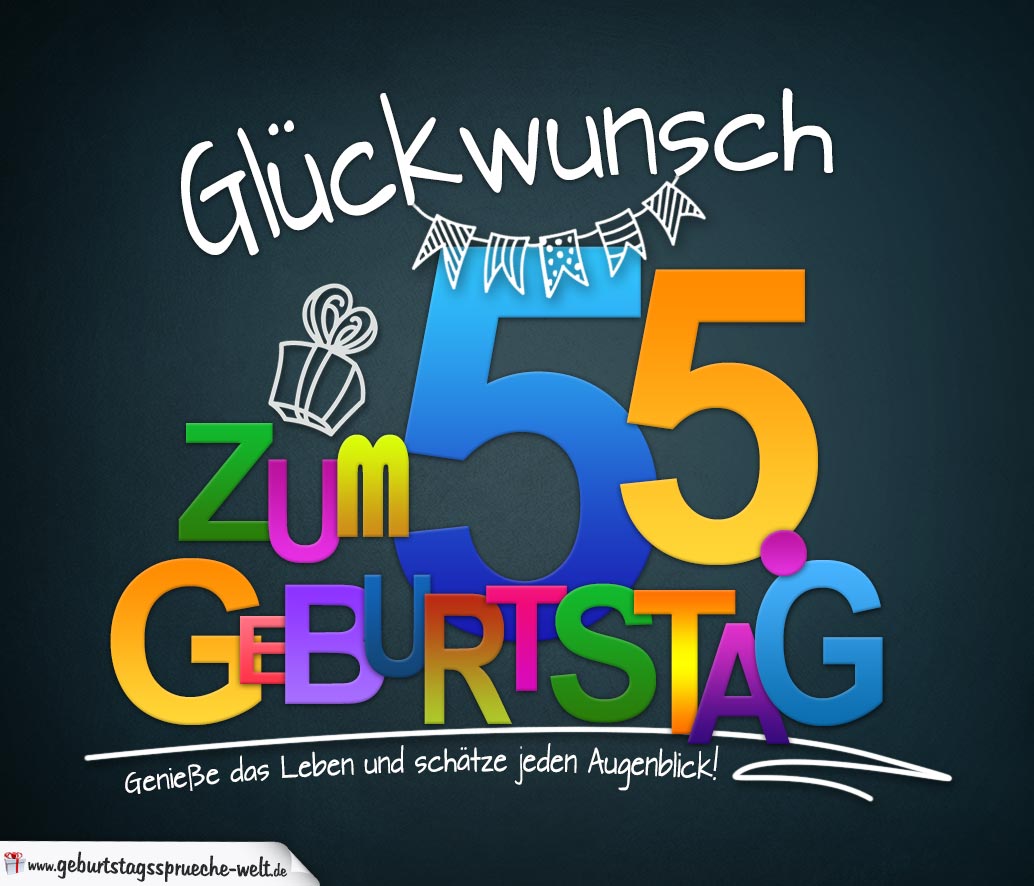 Sprüche zum 55. Geburtstag Karte mit schönem Spruch zum Nachdenken GeburtstagssprücheWelt