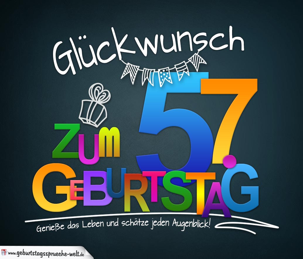 Sprüche zum 57. Geburtstag Karte mit schönem Spruch zum Nachdenken GeburtstagssprücheWelt
