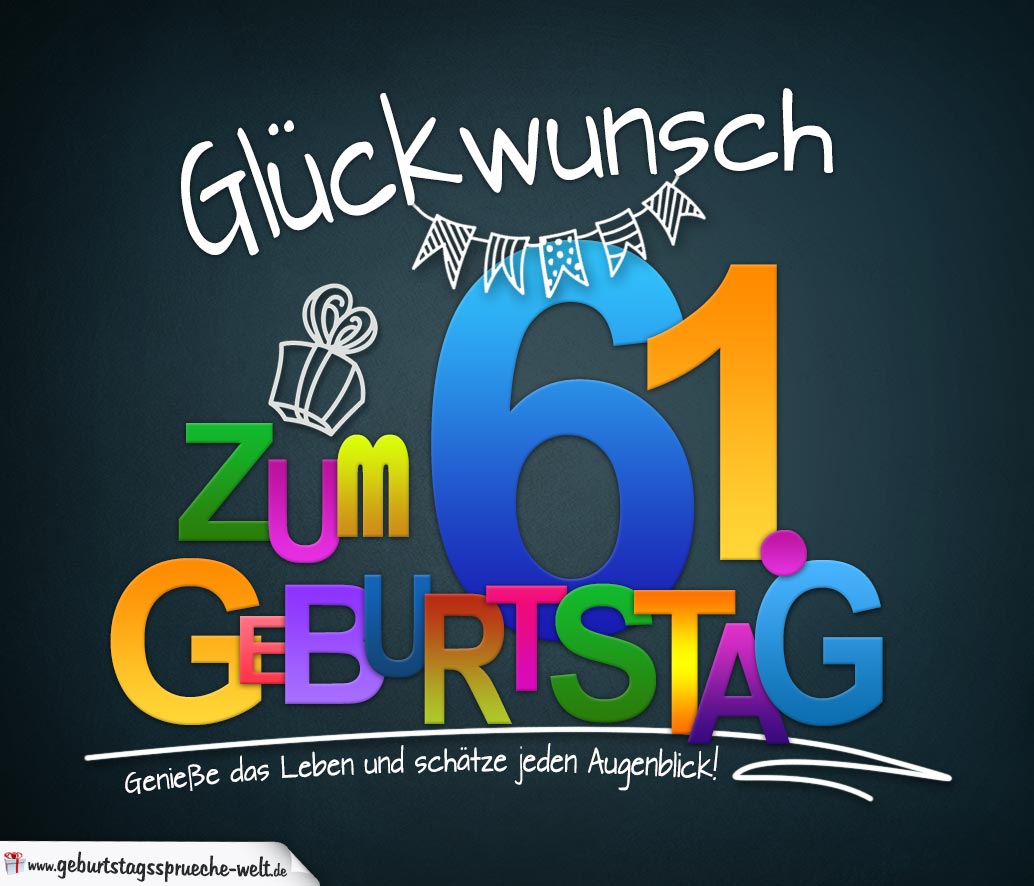 Sprüche zum 61. Geburtstag Karte mit schönem Spruch zum Nachdenken GeburtstagssprücheWelt