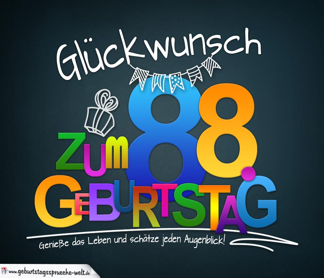 Sprüche zum 88. Geburtstag Karte mit schönem Spruch zum Nachdenken GeburtstagssprücheWelt