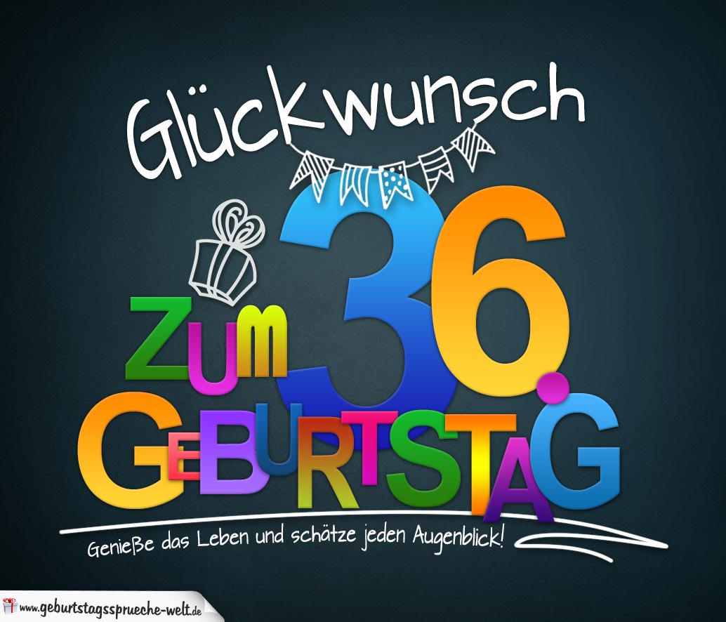 Sprüche zum 36. Geburtstag Karte mit schönem Spruch zum Nachdenken