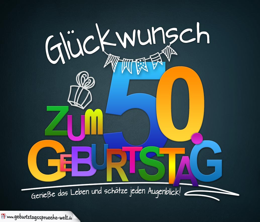 Sprüche zum 50. Geburtstag - Karte mit schönem Spruch zum Nachdenken