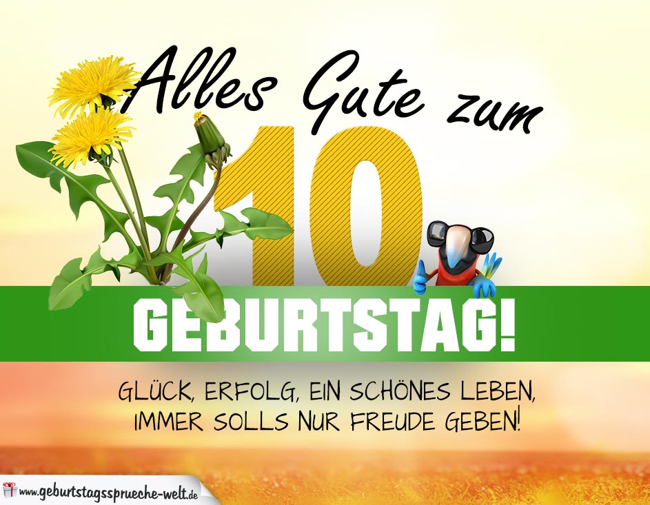 10. Geburtstag Geburtstagskarte ALLES GUTE mit schönem Spruch GeburtstagssprücheWelt