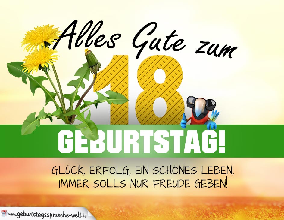 18. Geburtstag Geburtstagskarte ALLES GUTE mit schönem Spruch GeburtstagssprücheWelt