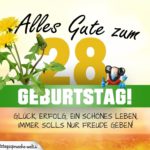 28. Geburtstag - Geburtstagskarte ALLES GUTE mit schönem Spruch