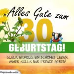 30. Geburtstag - Geburtstagskarte ALLES GUTE mit schönem Spruch