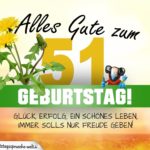 51. Geburtstag - Geburtstagskarte ALLES GUTE mit schönem Spruch