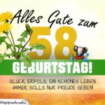 58. Geburtstag - Geburtstagskarte ALLES GUTE mit schönem Spruch